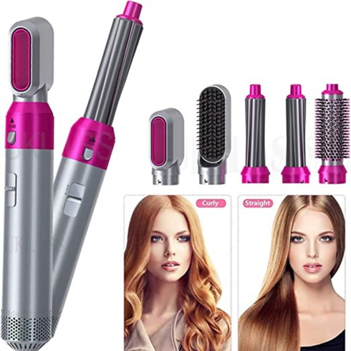 5-in-1 Electric Hair Dryer Brush Kit | Blow Dryer, Straightener, Curler & Volumizer Styling Tool Salon styling at home