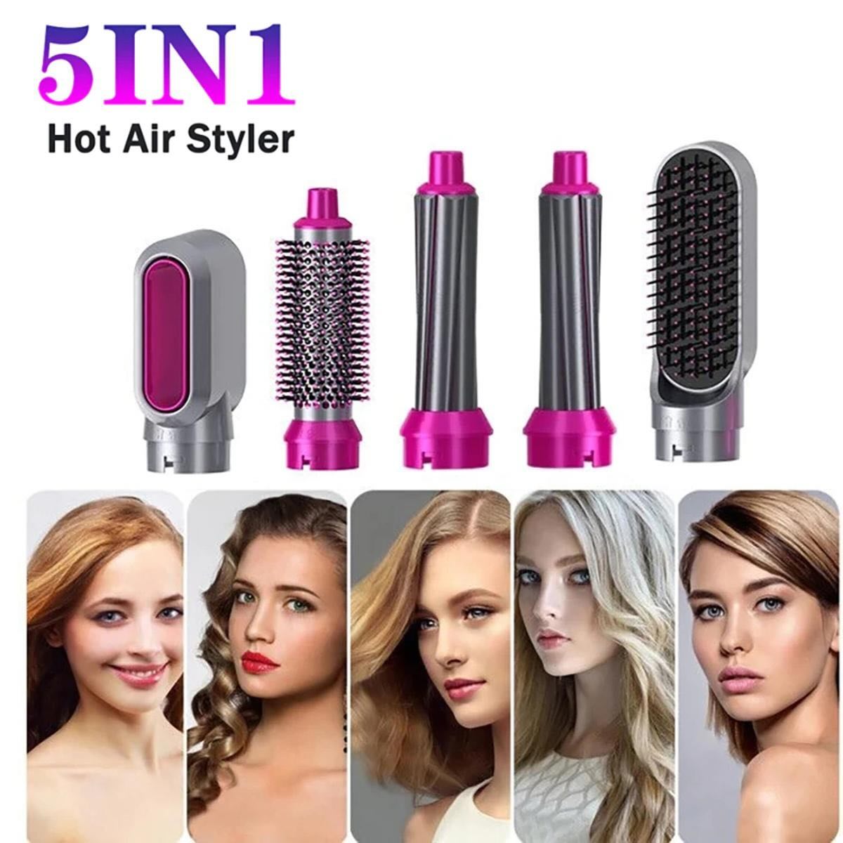 5-in-1 Electric Hair Dryer Brush Kit | Blow Dryer, Straightener, Curler & Volumizer Styling Tool Salon styling at home