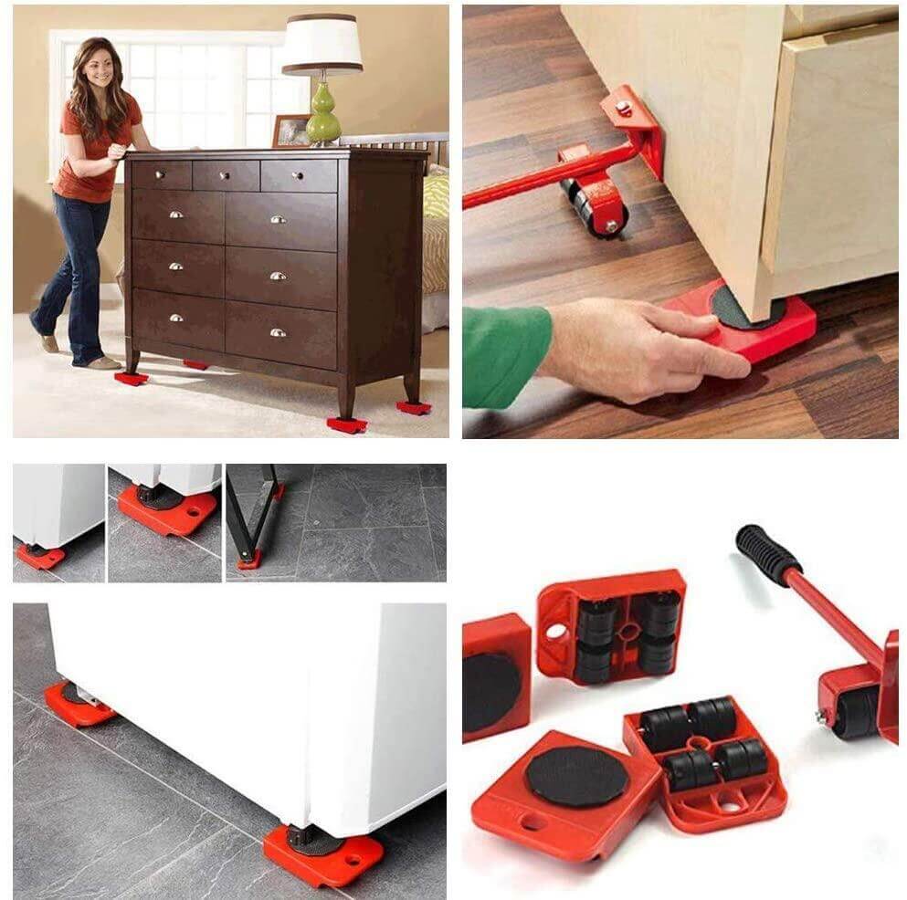 5-in-1 Heavy Furniture Mover Tool Set with Lifter & 360° Rollers Effortless moving, no pain