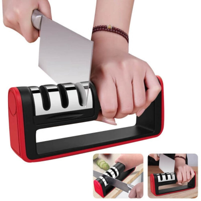 3-in-1 Knife Sharpener Set with Ceramic Peeler | 3-Stage Blade Sharpener & Non-Slip Handle