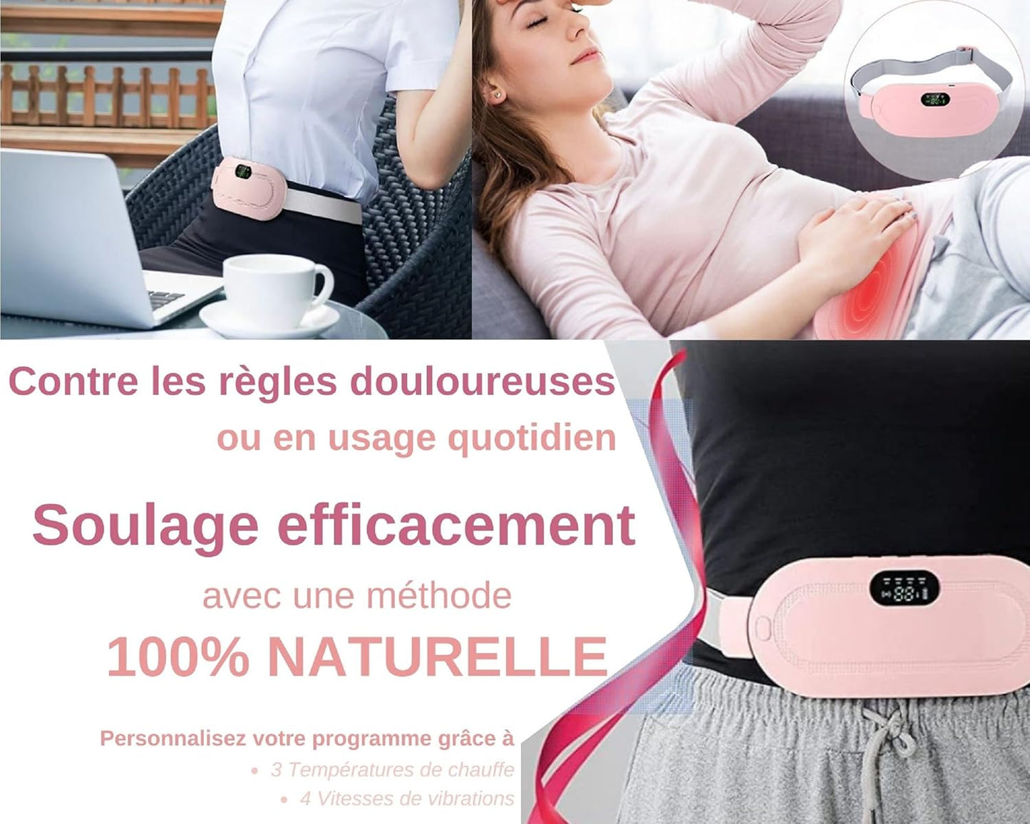 Digital Period Heating Pad & Vibrating Belt | Fast Relief for Menstrual Cramps Smart Heating Belt