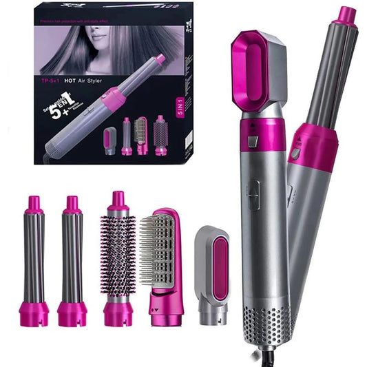 5-in-1 Electric Hair Dryer Brush Kit | Blow Dryer, Straightener, Curler & Volumizer Styling Tool Salon styling at home