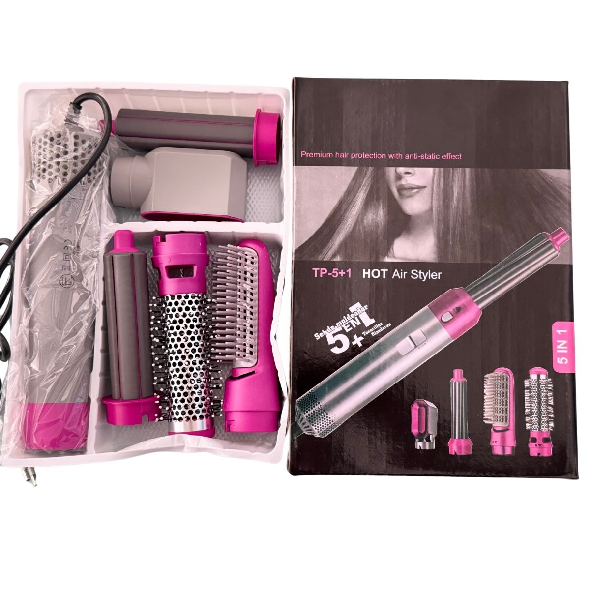 5-in-1 Electric Hair Dryer Brush Kit | Blow Dryer, Straightener, Curler & Volumizer Styling Tool Salon styling at home