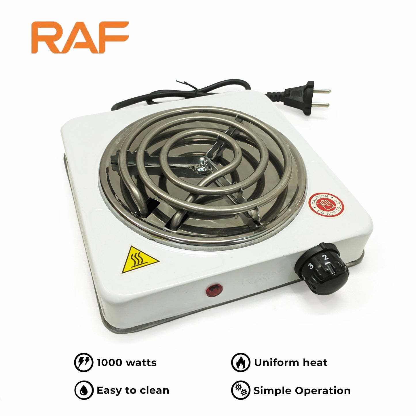 Orange RAF R.8010B Electric Stove Hot Plate and Cooker with 1000W Power, Thermostat, and Uniform Heating Compact electric stove cooker